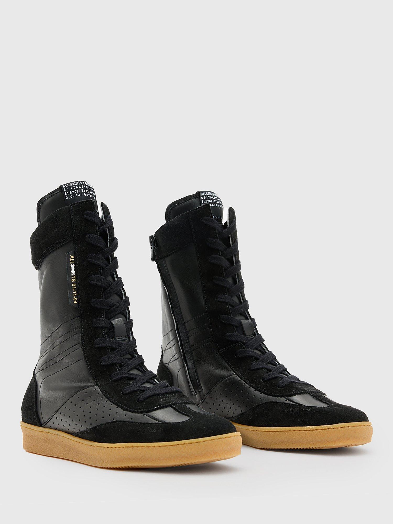 Product image 4 of 6, which shows AllSaints Louise Leather High Top Trainers, Black, EU35