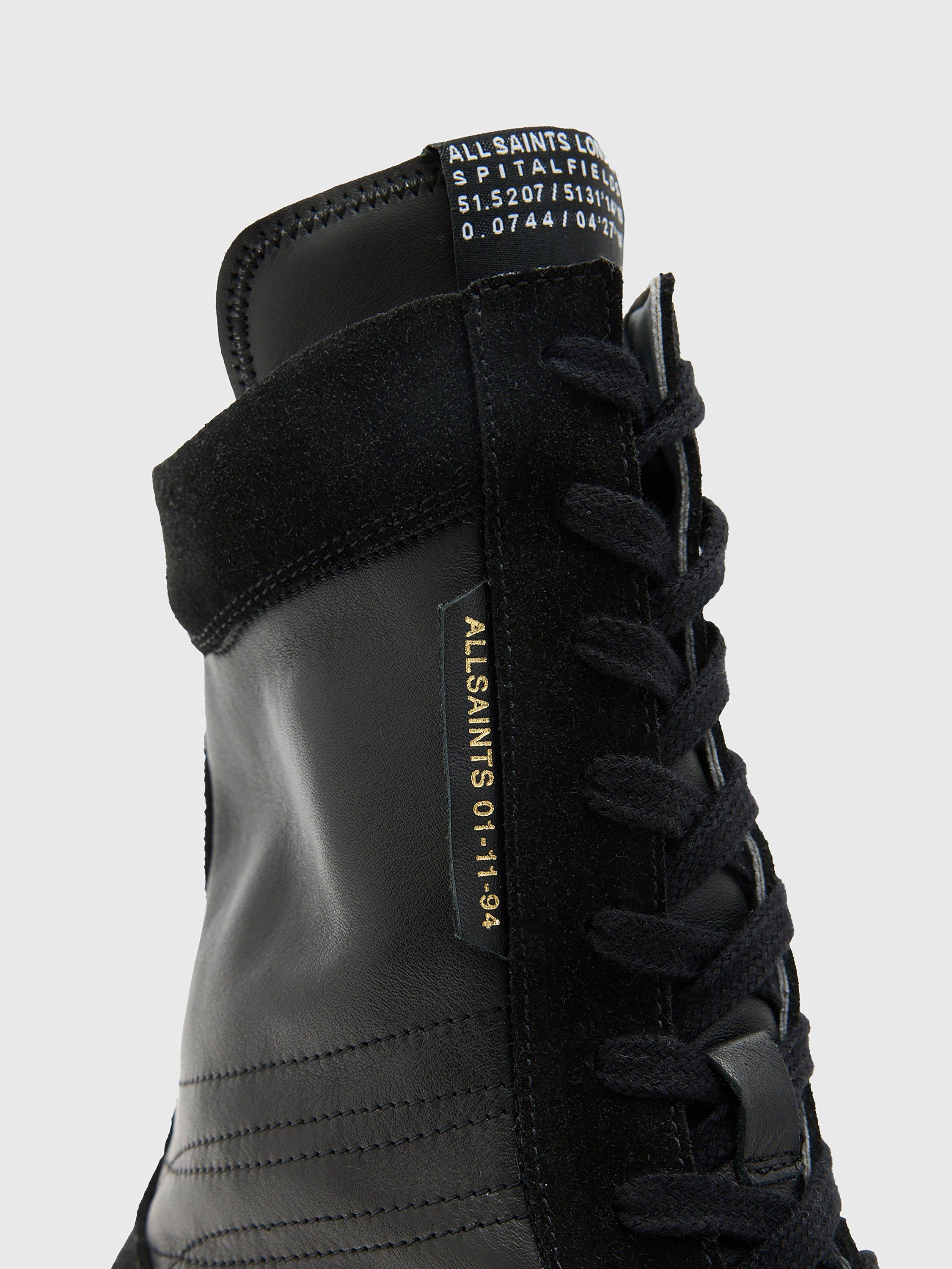 Product image 5 of 6, which shows AllSaints Louise Leather High Top Trainers, Black, EU35