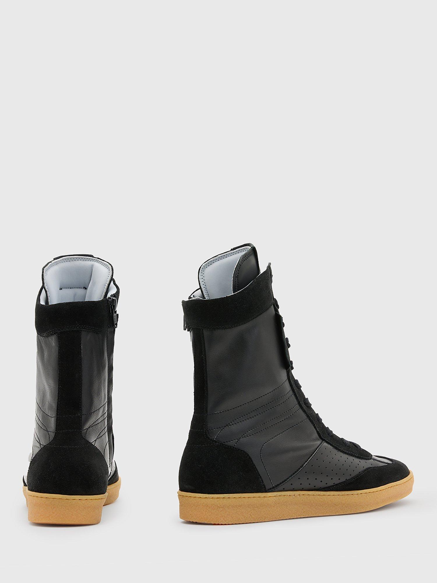 Product image 6 of 6, which shows AllSaints Louise Leather High Top Trainers, Black, EU35
