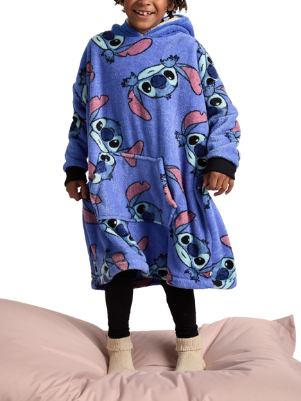 Brand Threads Kids' Stitch Hooded Blanket, Blue