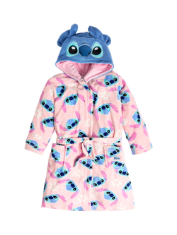 Brand Threads Disney Stitch Kids' Dressing Gown, Pink, Pink