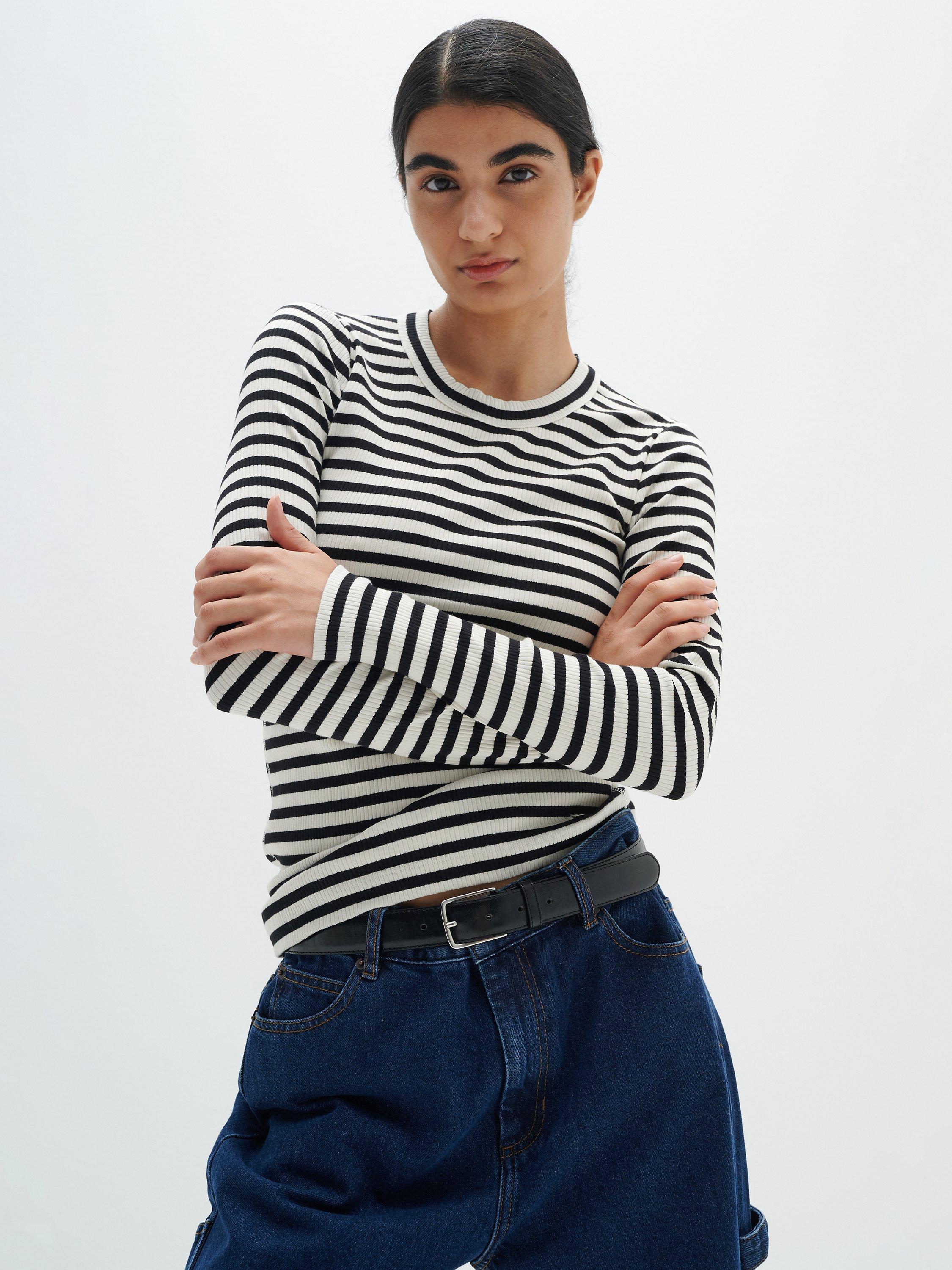InWear Dagna Stripe Top, Black/White, XS