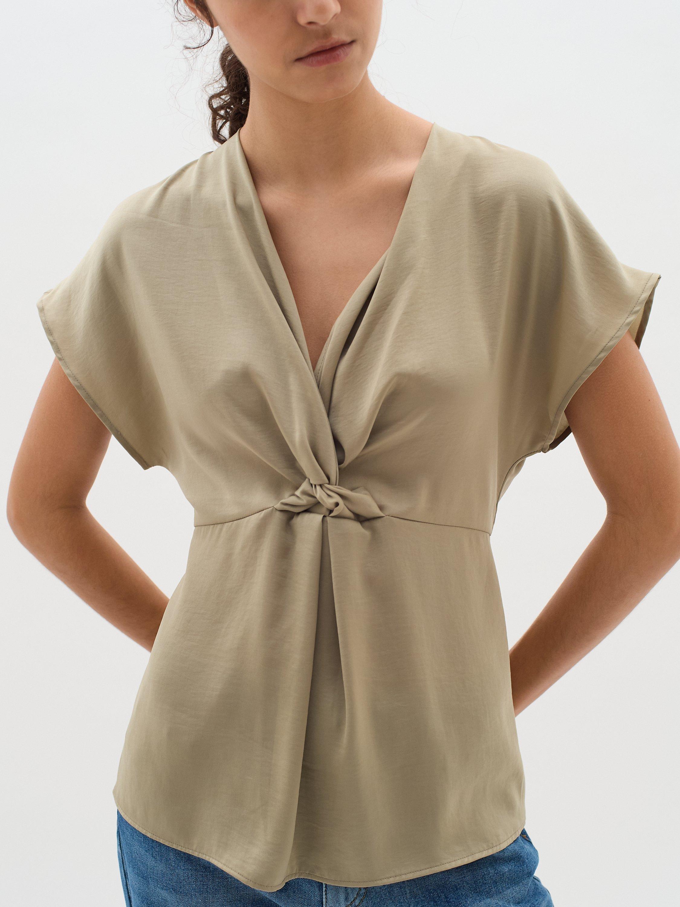 Product image 1 of 6, which shows InWear Bito Knot Front Top, Natural, 10