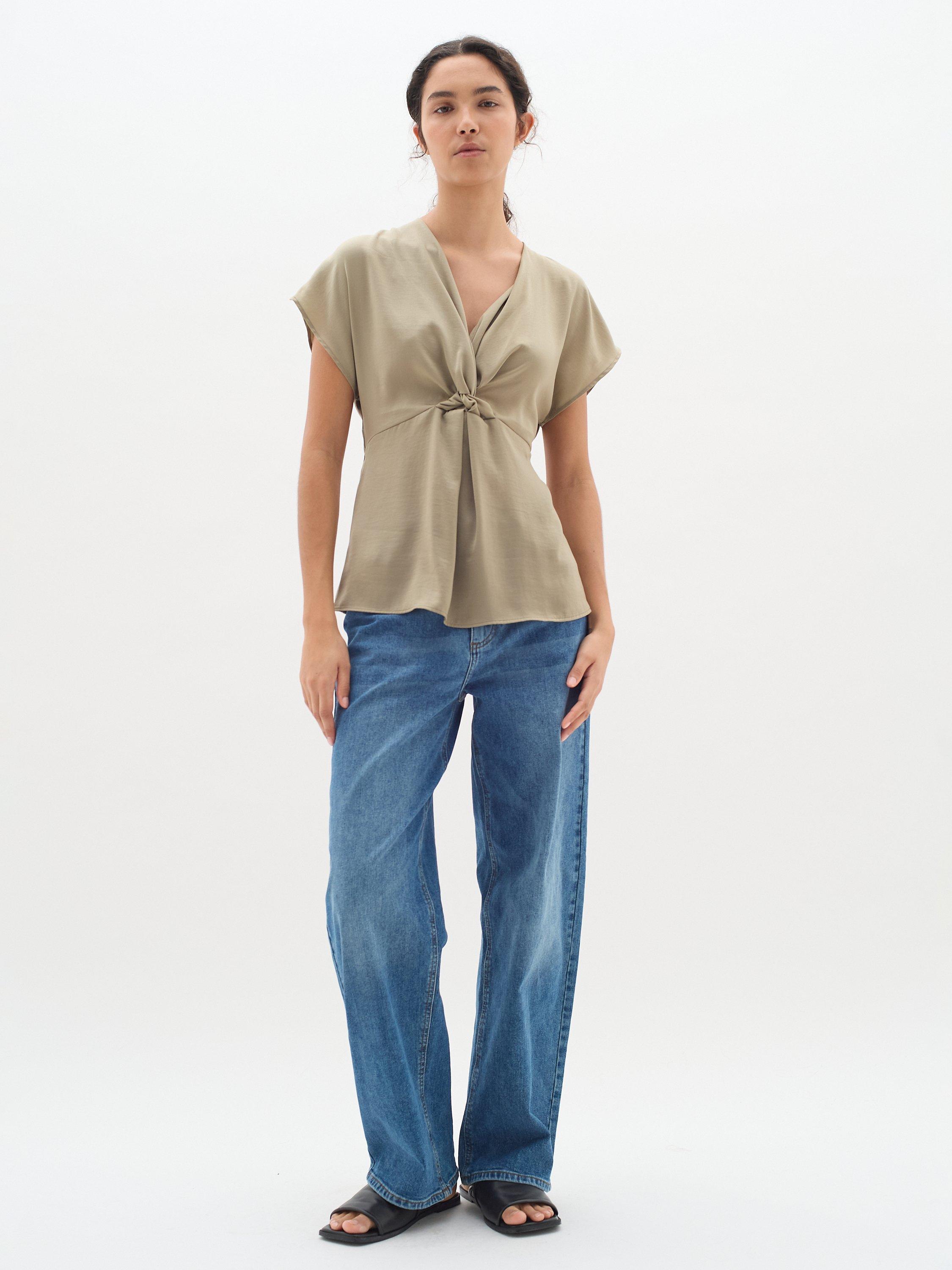 Product image 3 of 6, which shows InWear Bito Knot Front Top, Natural, 10