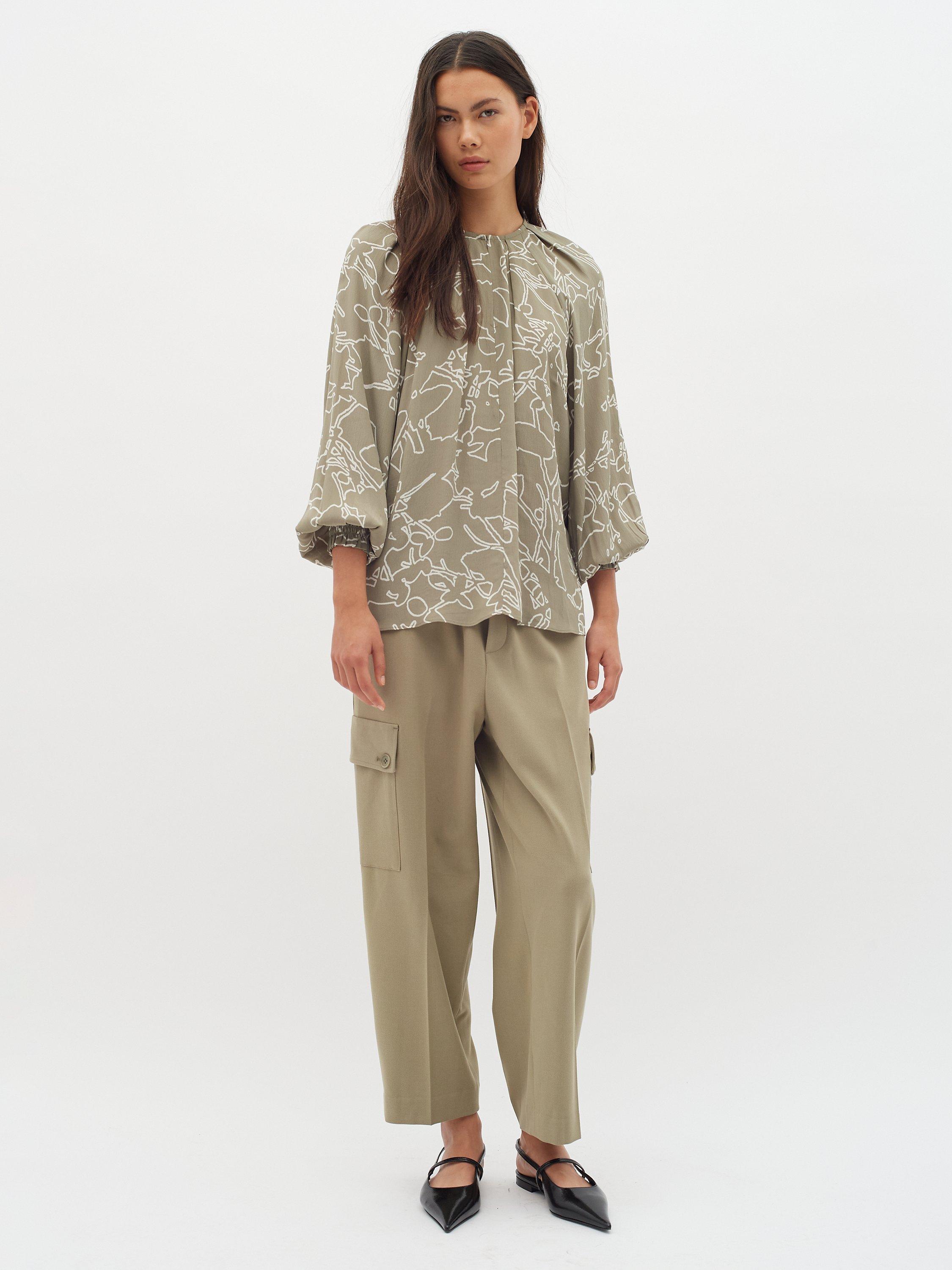 Product image 3 of 6, which shows InWear Baiti Print Blouse, Green/Natural, 10