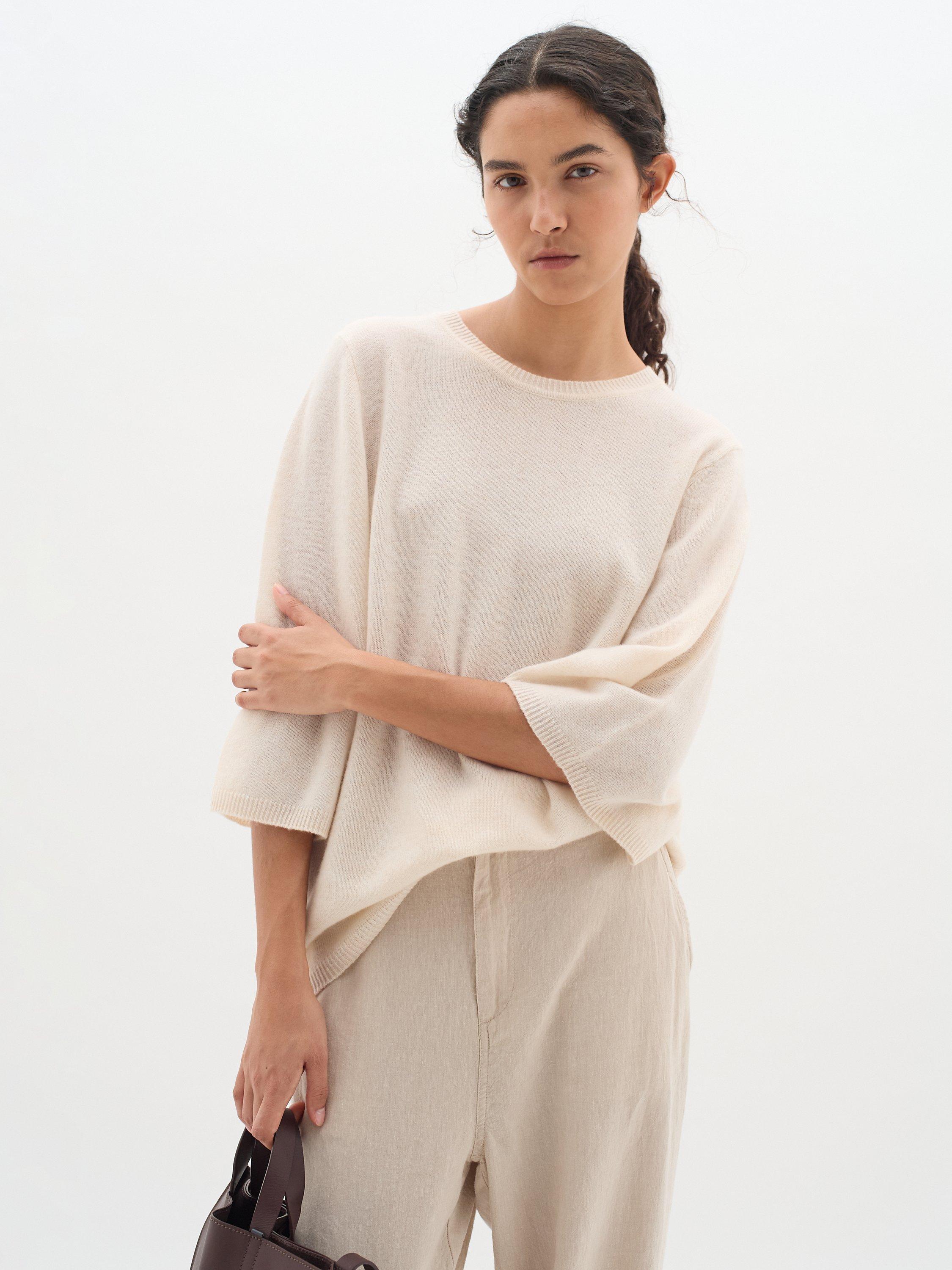 InWear Monika Wool Cashmere Blend Knit Top, White Melange, S