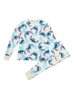 Brand Threads Kids' Stitch Fleece Pyjama Set, Blue/Multi, Blue/Multi