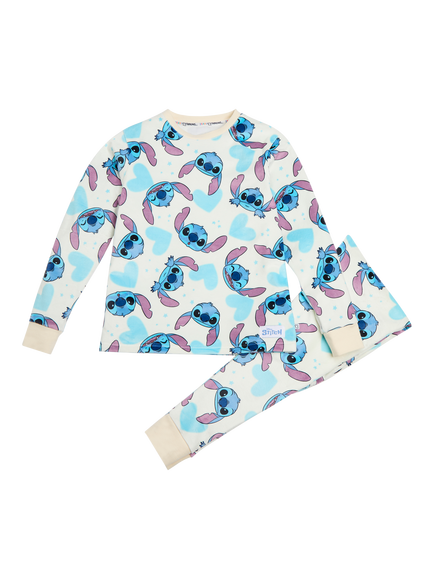 Brand Threads Kids' Stitch Fleece Pyjama Set, Blue/Multi, Blue/Multi