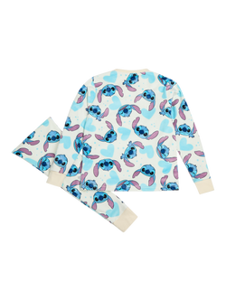 Brand Threads Kids' Stitch Fleece Pyjama Set, Blue/Multi - view 2, Blue/Multi