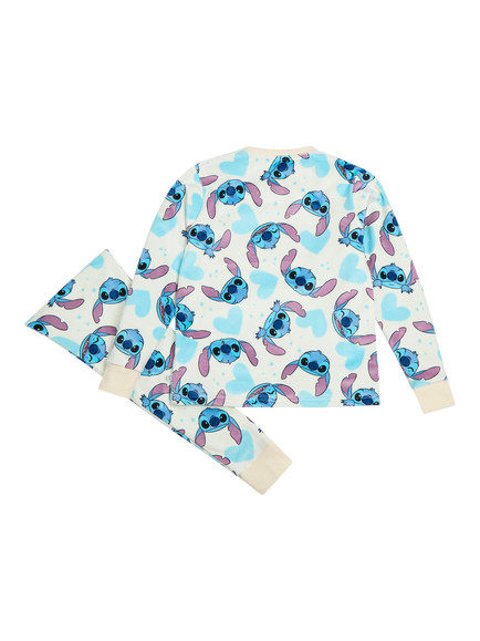 Brand Threads Kids' Stitch Fleece Pyjama Set, Blue/Multi - view 2, Blue/Multi