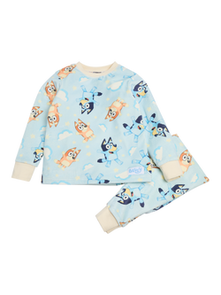 Brand Threads Kids' Bluey Fleece Pyjama Set, Blue, Blue