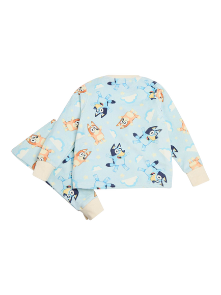 Brand Threads Kids' Bluey Fleece Pyjama Set, Blue - view 2, Blue