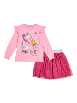 Brand Threads Kids' Pepper Pig Fairy Friends Top and Tutu Set, Pink, Pink