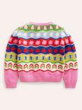 Mini Boden Kids' Edie Fair Isle Cardigan, Rainbow/Multi