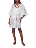 NAIA Beach Sorrrento Butterfly Beach Kaftan, White/Gold