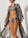 NAIA Beach Tanzania Animal Print Maxi Beach Kimono, Black/White