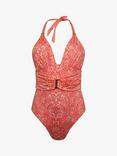 NAIA Beach Goldie Halter Neck Swimsuit, Sunkissed Coral