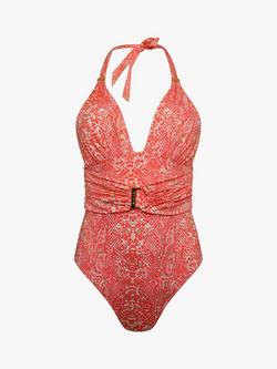 NAIA Beach Goldie Halter Neck Swimsuit, Sunkissed Coral, Sunkissed Coral