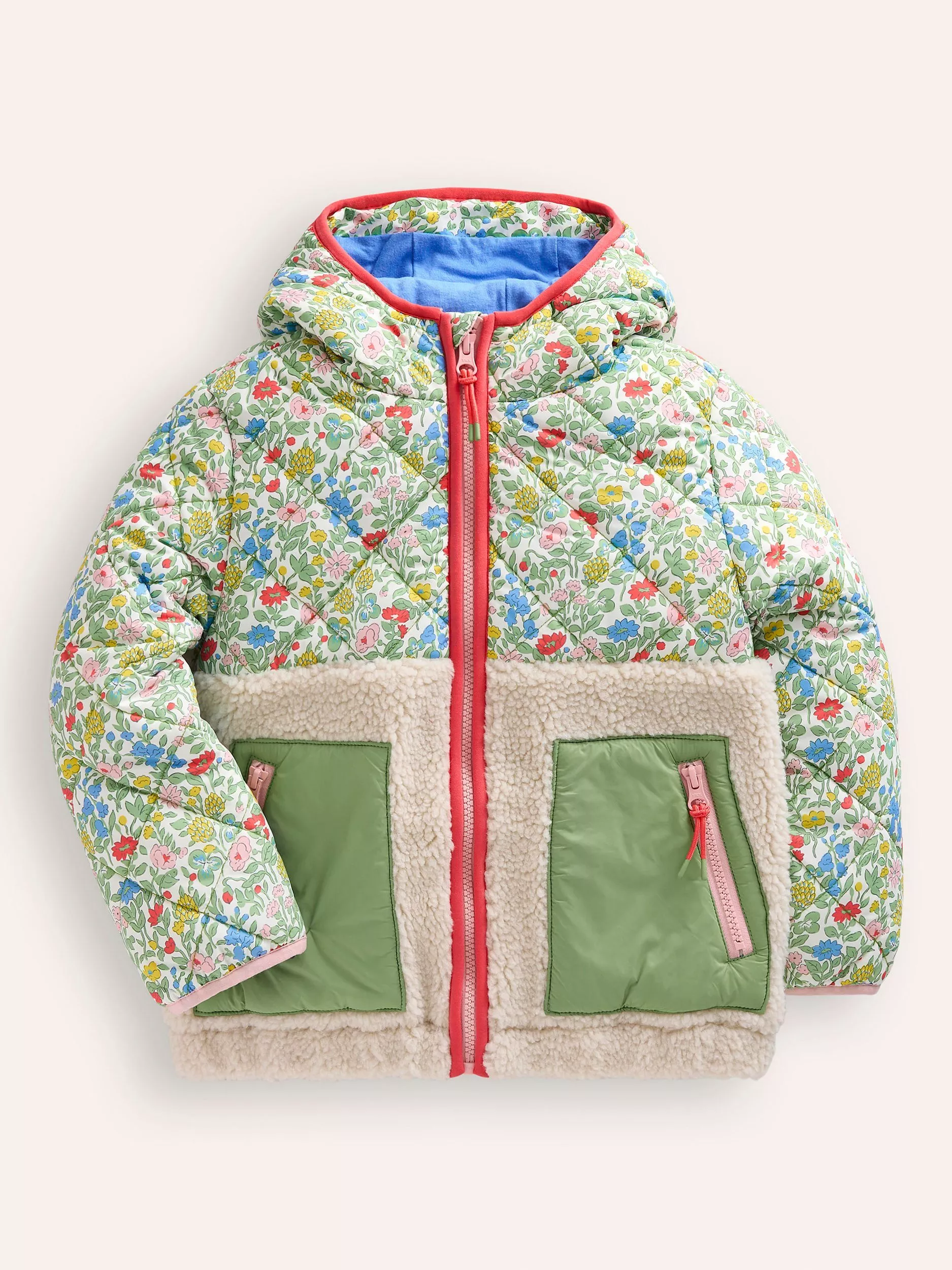 Mini Boden Kids Borg Floral Mix Jacket Multi