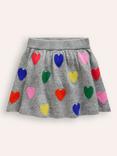 Mini Boden Kids' Heart Twirly Skirt, Grey/Multi