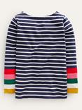 Mini Boden Kids' Ella Cotton Breton Top, Ivory/Navy