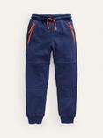 Mini Boden Kids' Cotton Tapered Joggers, College Navy