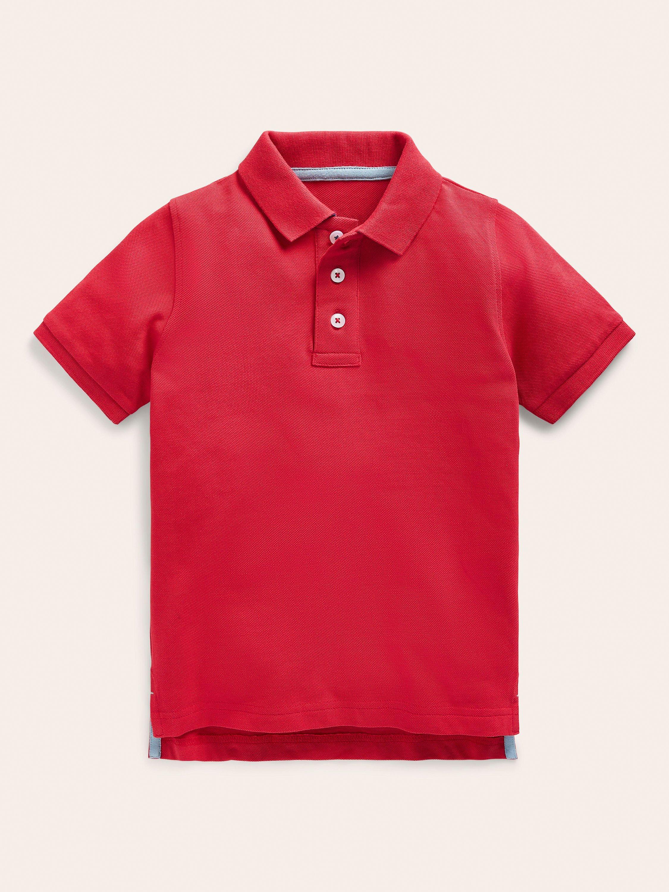 Mini Boden Kids' Cotton Polo Shirt, Rockabilly Red