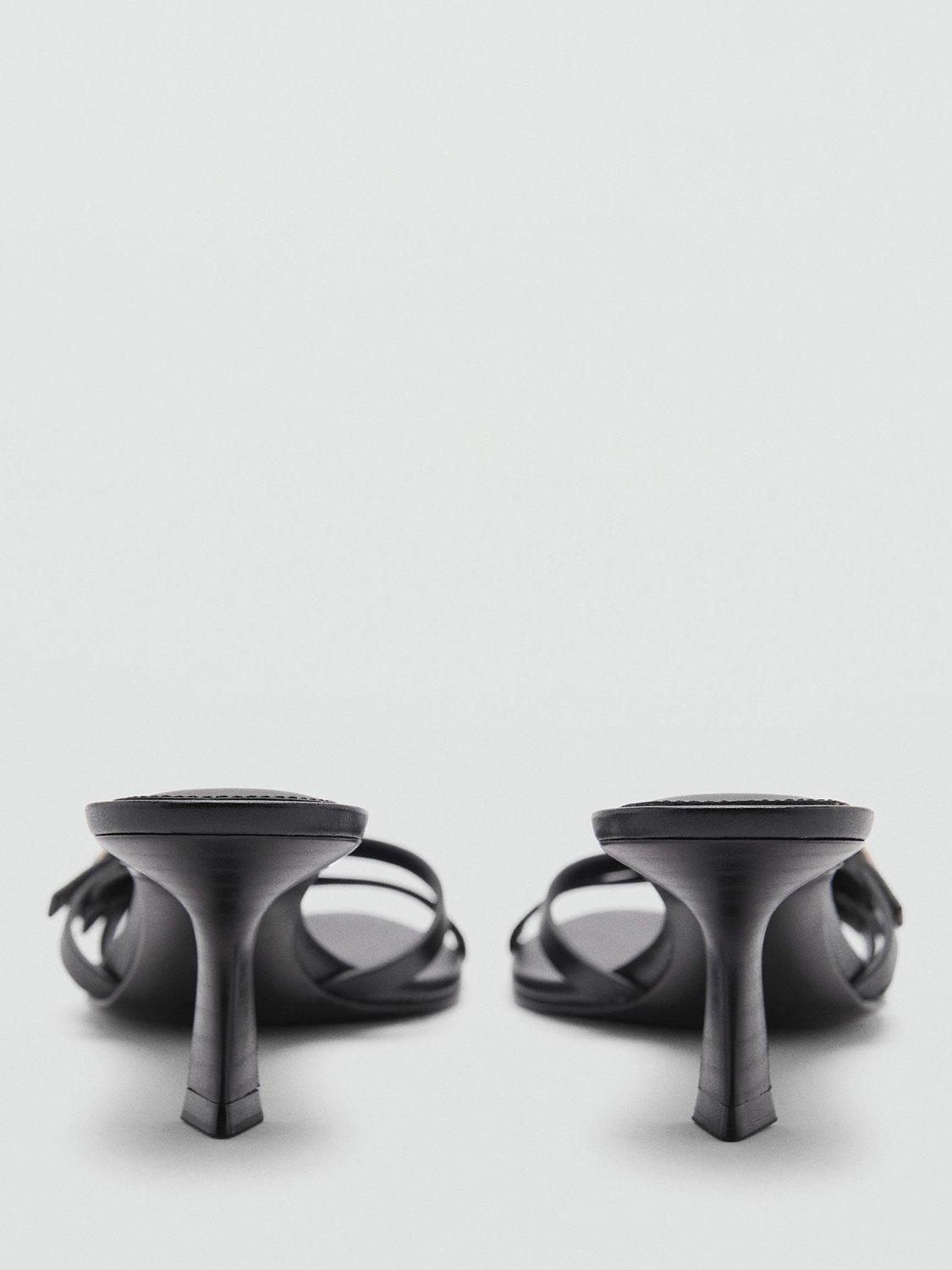 Product image 3 of 4, which shows Mango Monk Buckle Strap Heeled Pointed Sandals, Black, 5