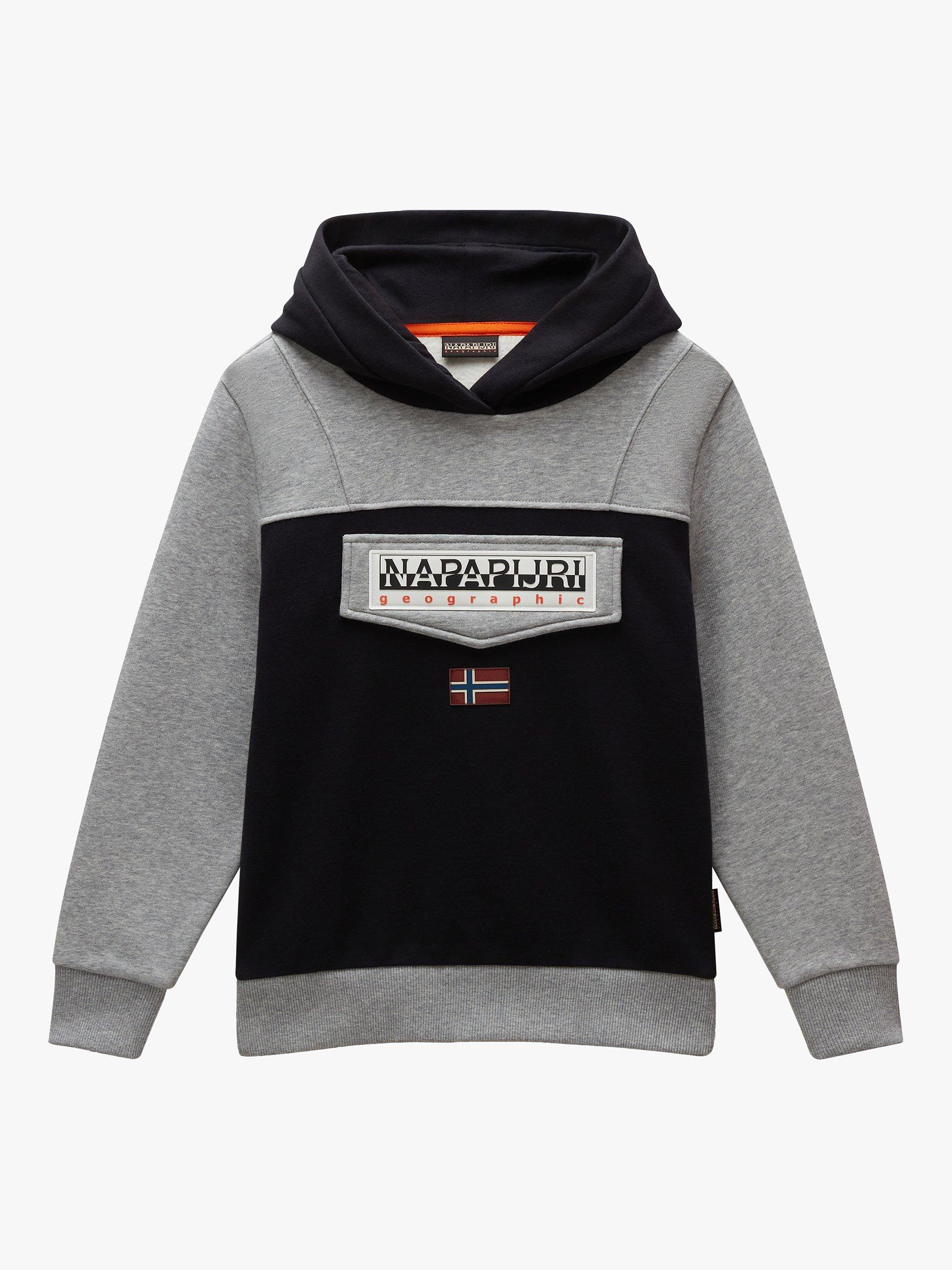 Napapijri Kids Burgee Cotton Blend Hoodie Charcoal