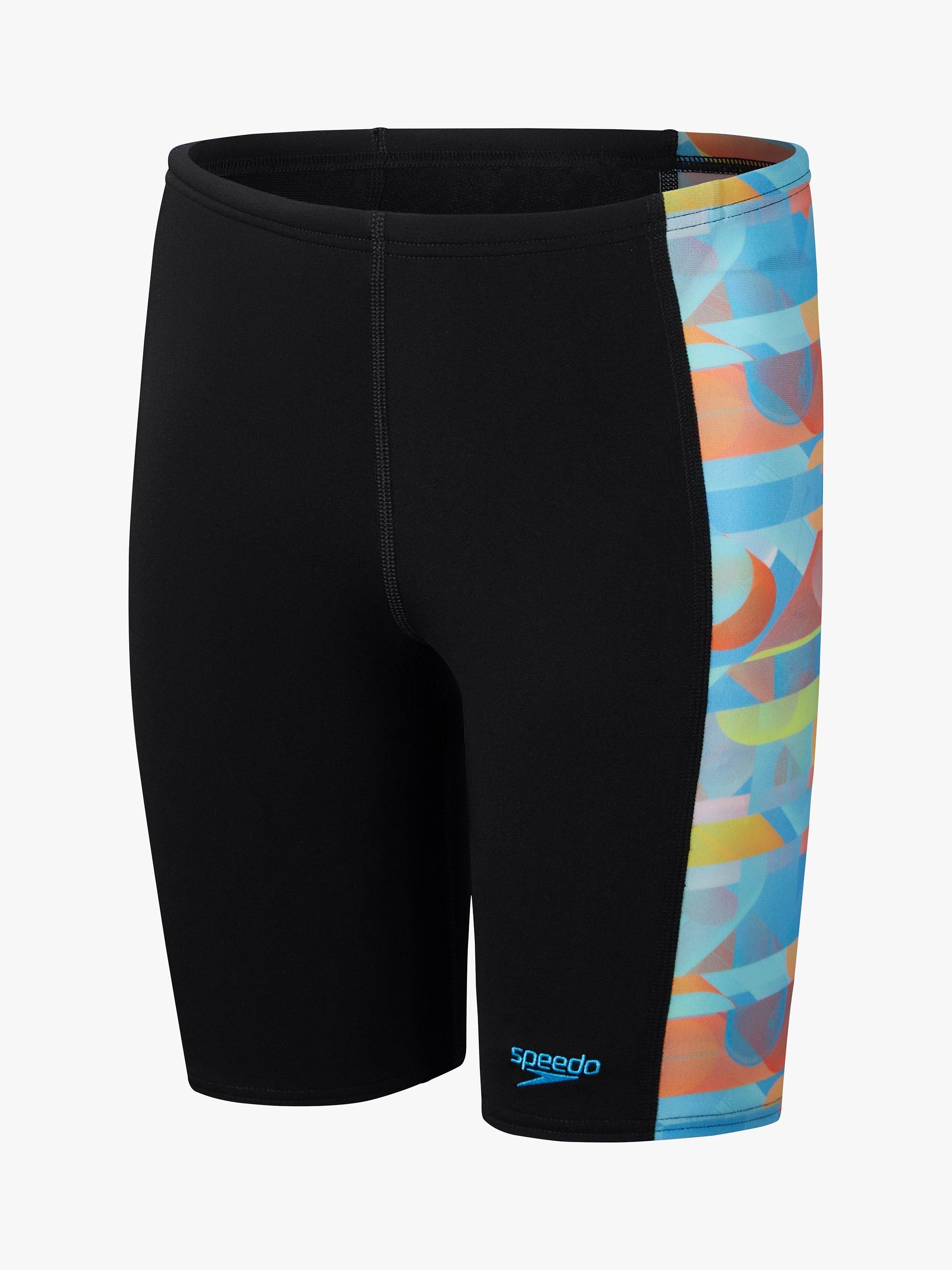 Product image 1 of 4, which shows Speedo Kids' Digital Panel Jammer Swim Shorts, Black, 13-14 years