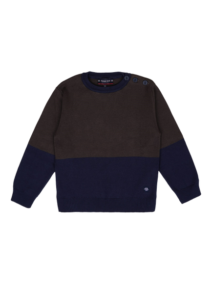 Armor Lux Kids' Marin Colour Block Jumper, Iron/Marine