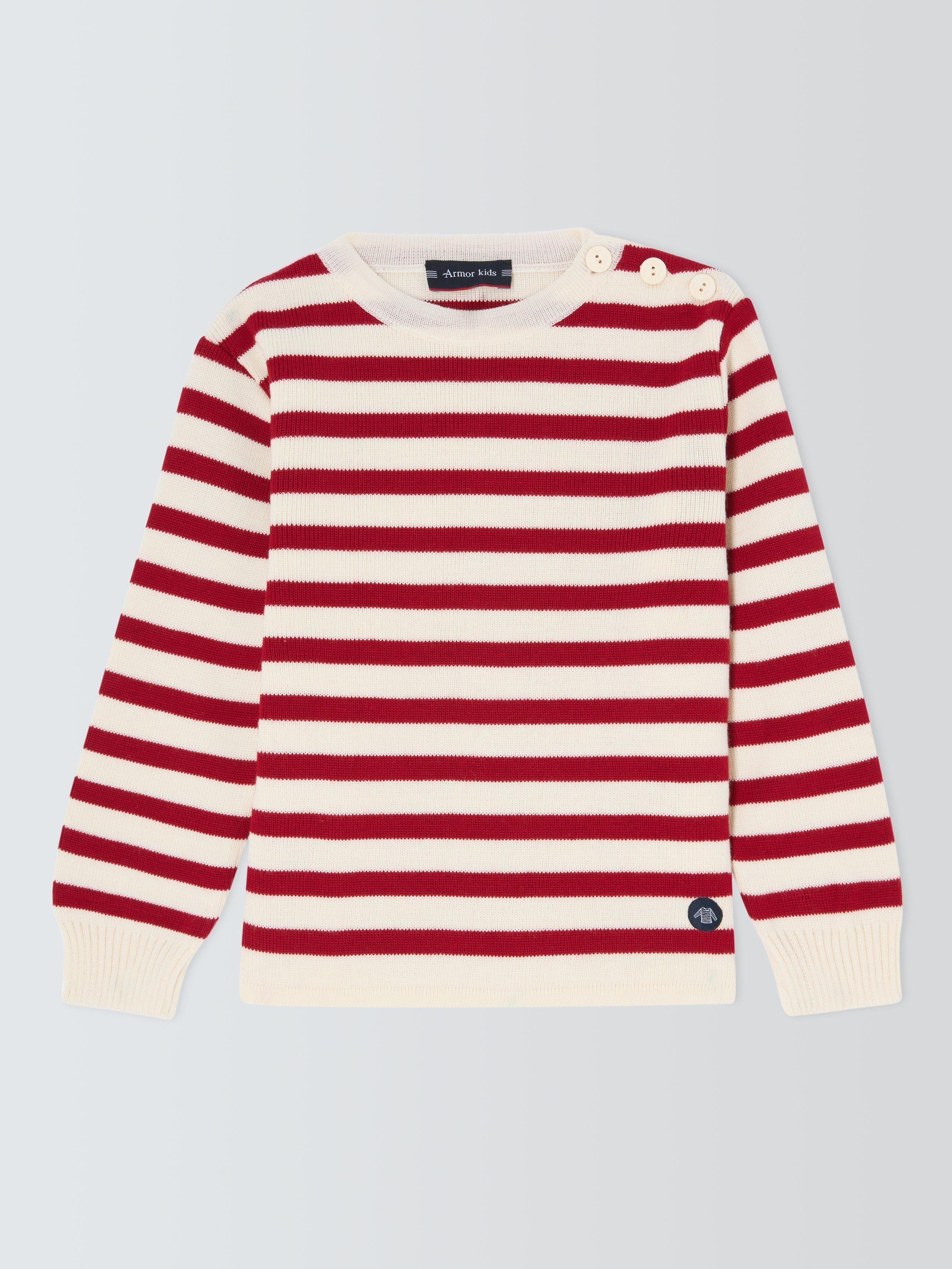 Product image 1 of 3, which shows Armor Lux Kids' Stripe Jumper, Nature/Braise, 4 years