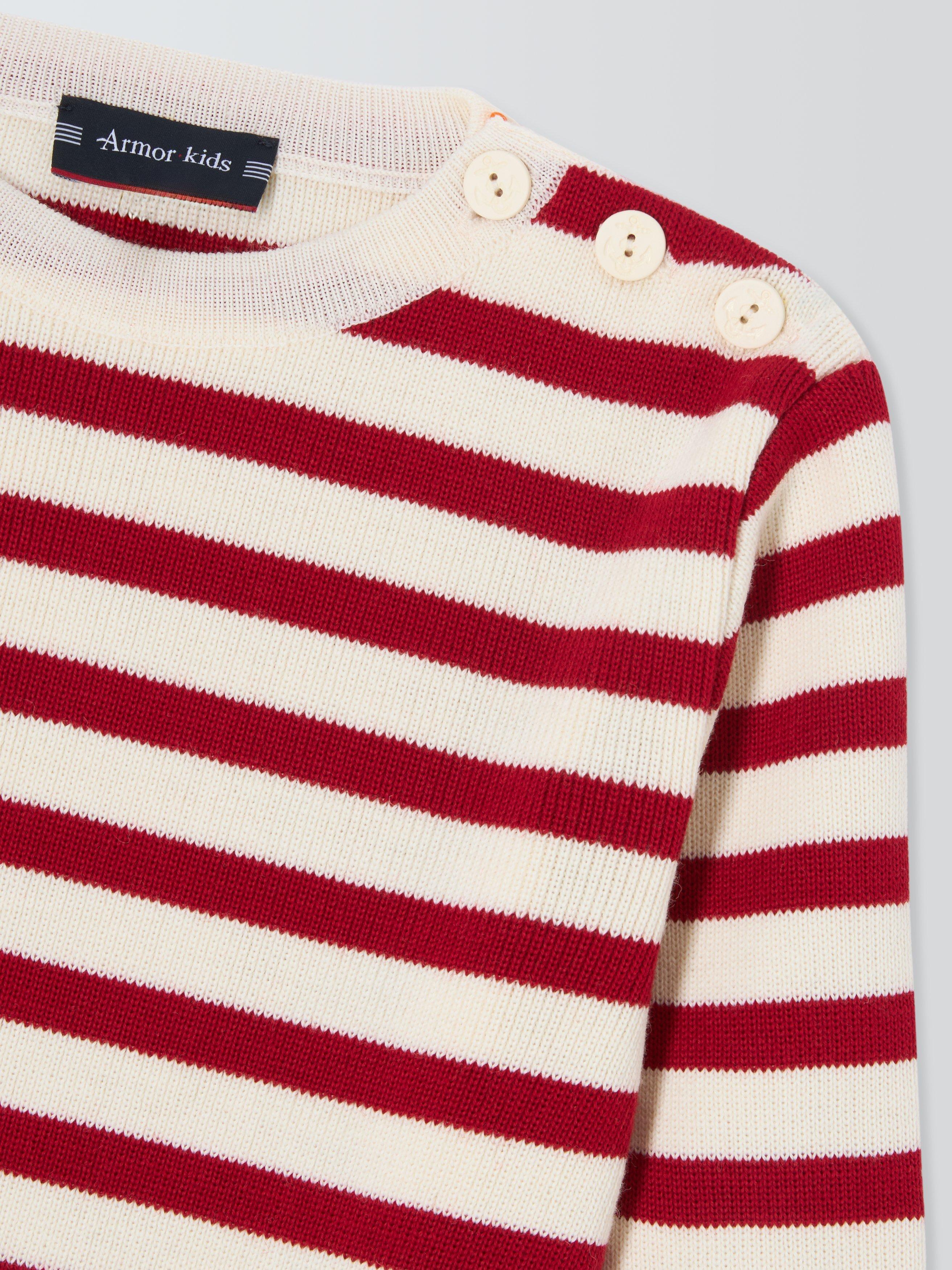 Product image 3 of 3, which shows Armor Lux Kids' Stripe Jumper, Nature/Braise, 4 years