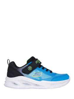 Skechers Kids' S-Lights Meteor Lights Light Up Trainers, Black/Blue, Black/Blue