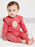 Mini Cuddles Baby Cotton Long Sleeve Top & Joggers Set, Red