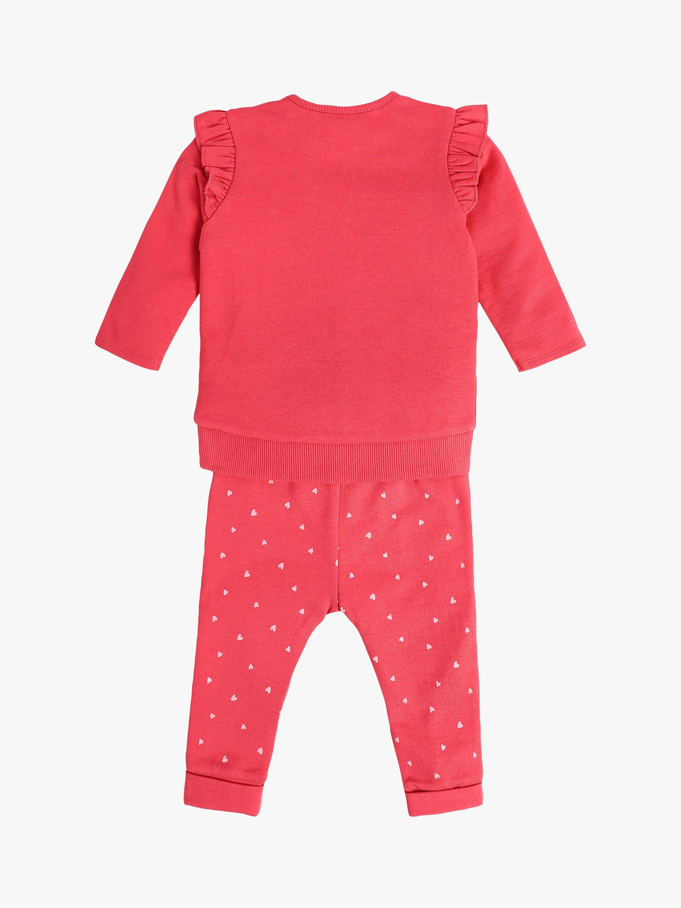 Product image 3 of 6, which shows Mini Cuddles Baby Cotton Long Sleeve Top & Joggers Set, Red, 0-3 months