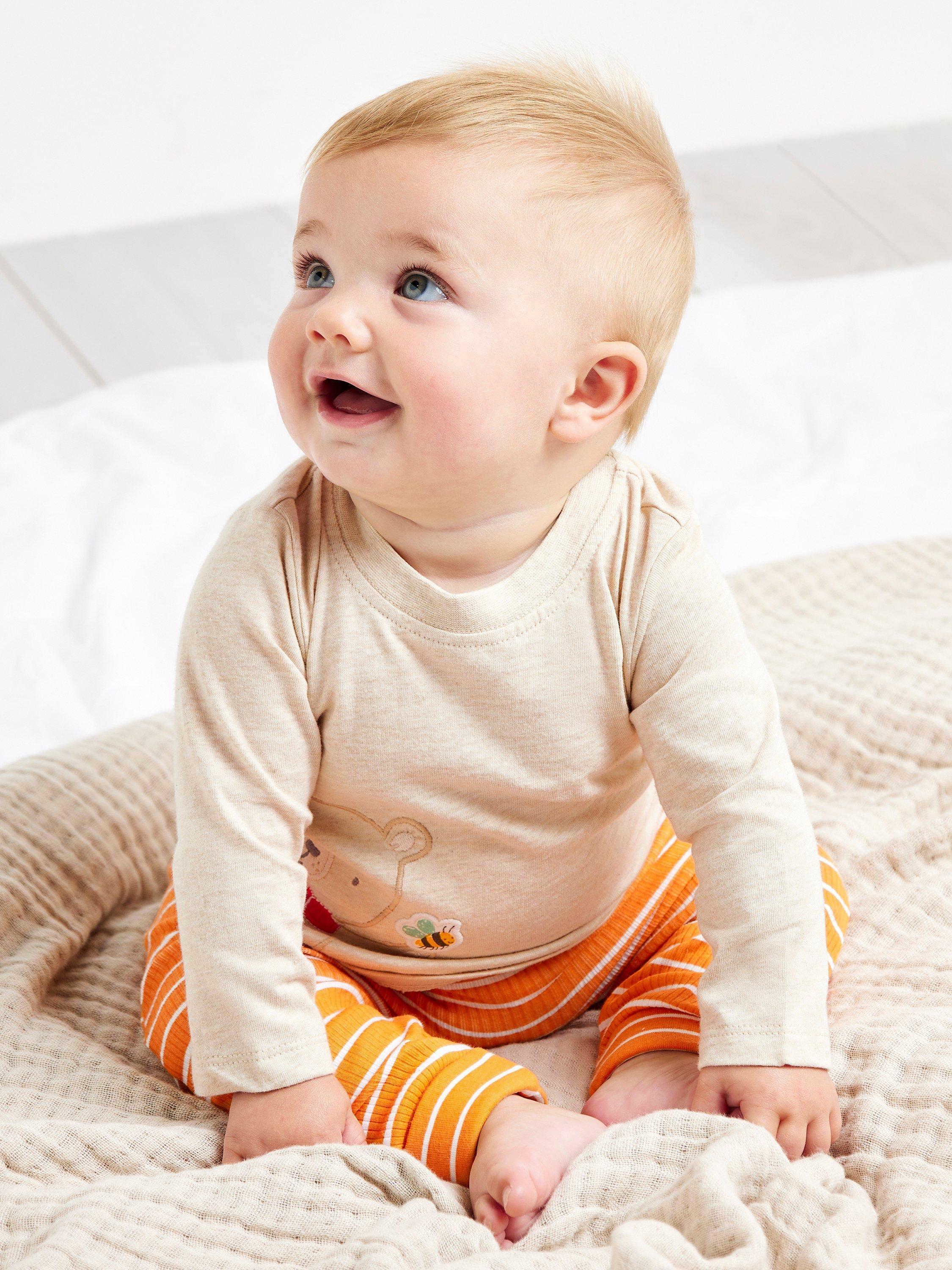 Product image 1 of 7, which shows Mini Cuddles Baby Cotton Long Sleeve Top & Joggers Set, Multi, 0-3 months
