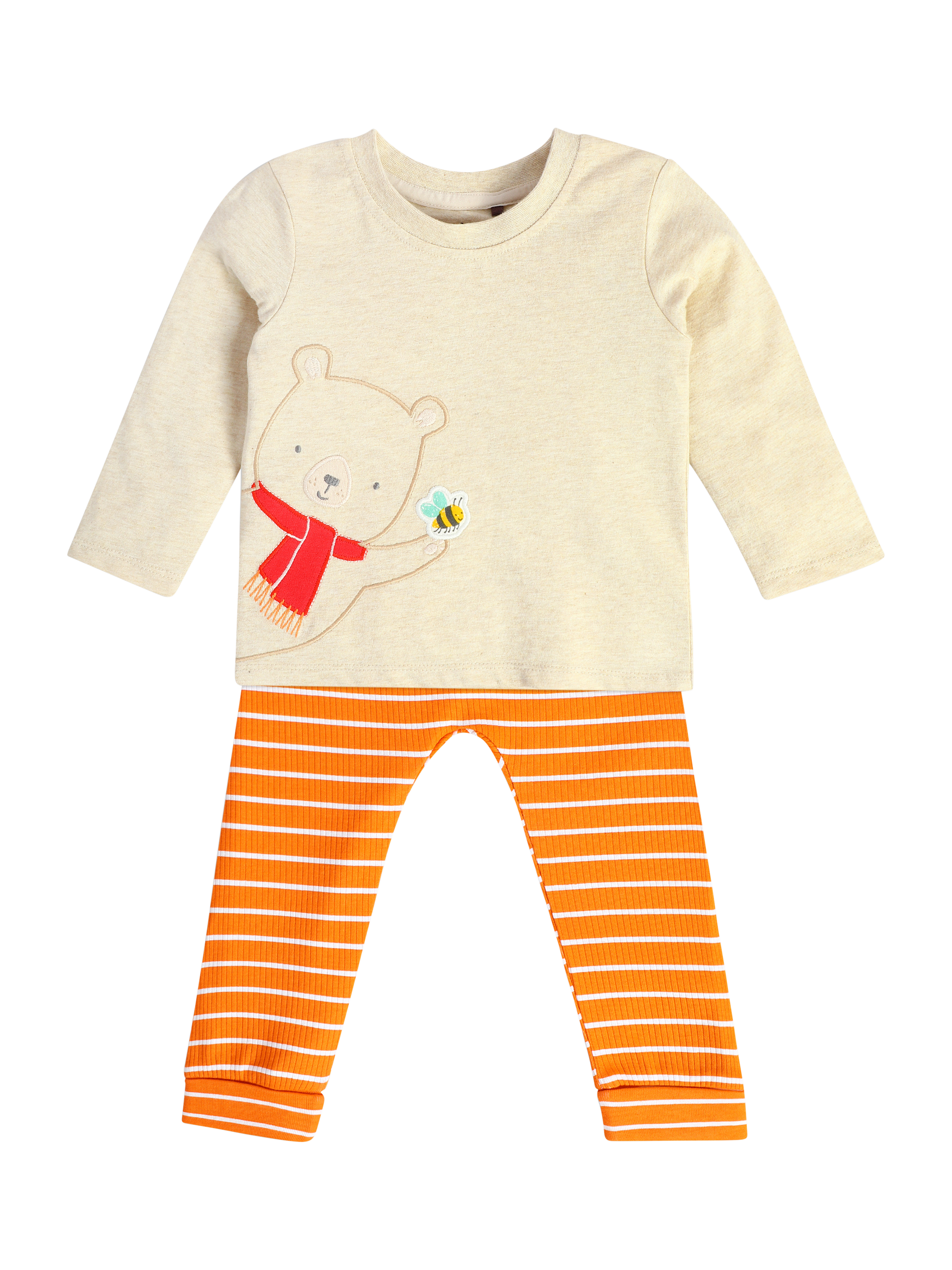 Product image 2 of 7, which shows Mini Cuddles Baby Cotton Long Sleeve Top & Joggers Set, Multi, 0-3 months