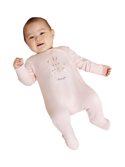 Mini Cuddles Baby Cotton Wrap Bunny Sleepsuit, Pink, Pink