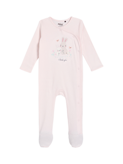 Mini Cuddles Baby Cotton Wrap Bunny Sleepsuit, Pink - view 2, Pink