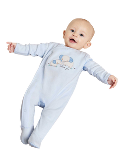 Mini Cuddles Baby Elephant Wrap Sleepsuit, Blue, Blue