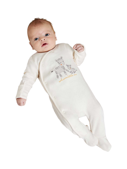 Mini Cuddles Baby Zebra Wrap Sleepsuit, Cream, Cream