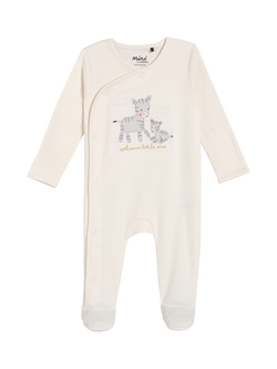 Mini Cuddles Baby Zebra Wrap Sleepsuit, Cream - view 2, Cream
