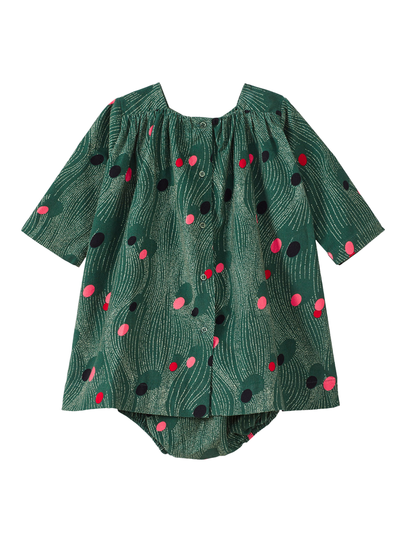 Product image 2 of 3, which shows Caramel Baby Claire Cotton Corduroy A-Line Dress, Green, 6 months