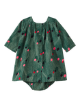 Caramel Baby Claire Cotton Corduroy A-Line Dress, Green