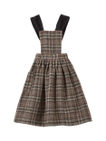 Caramel Kids' Peppermint Woven Check Pinafore Dress, Brown/Multi