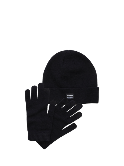 Jack & Jones Kids' Rib Knit Beanie Hat & Gloves Set, Black, Black