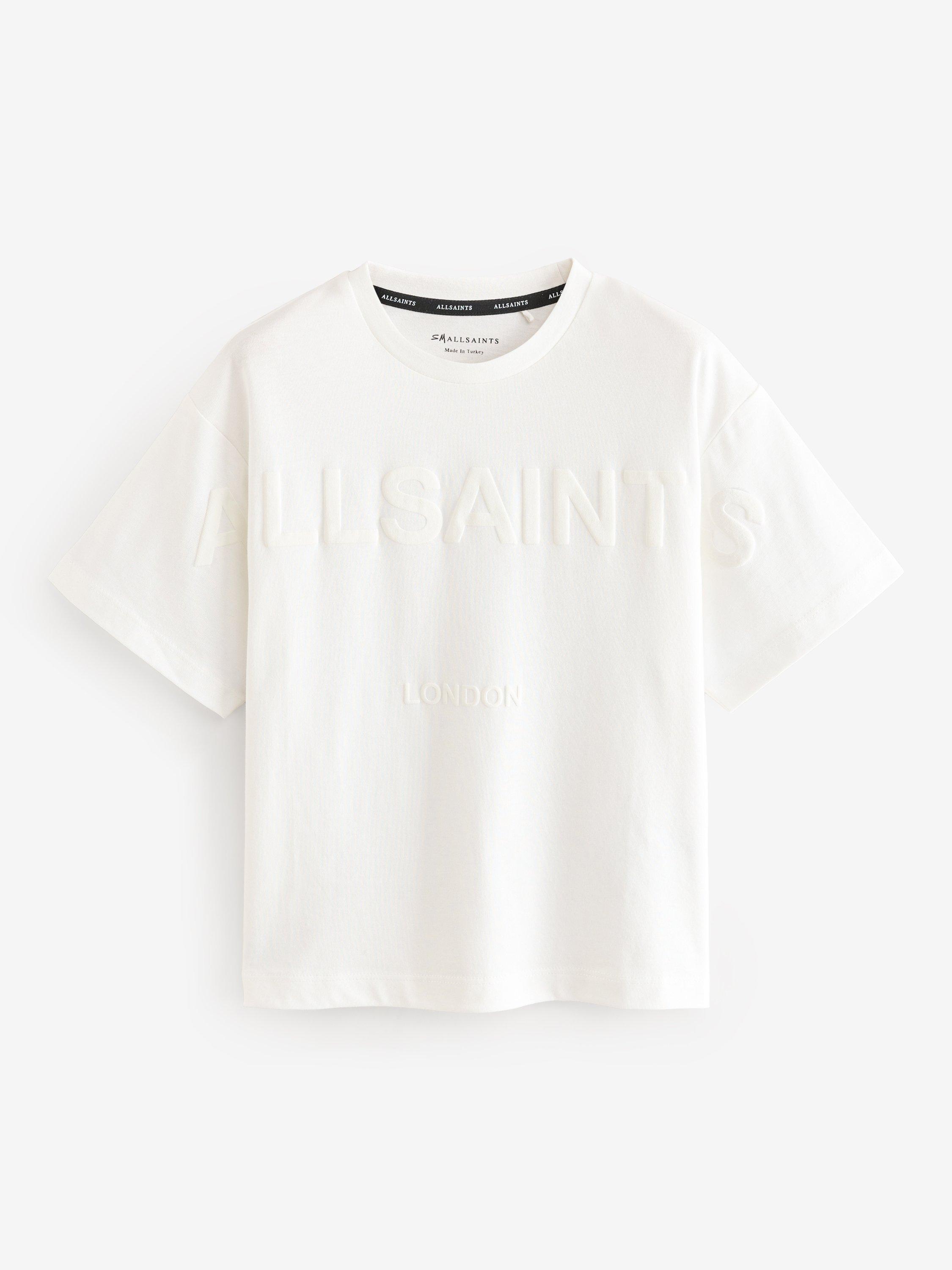 Product image 1 of 3, which shows smALLSAINTS Kids' Logo Washed Tee, White, 4-5 years
