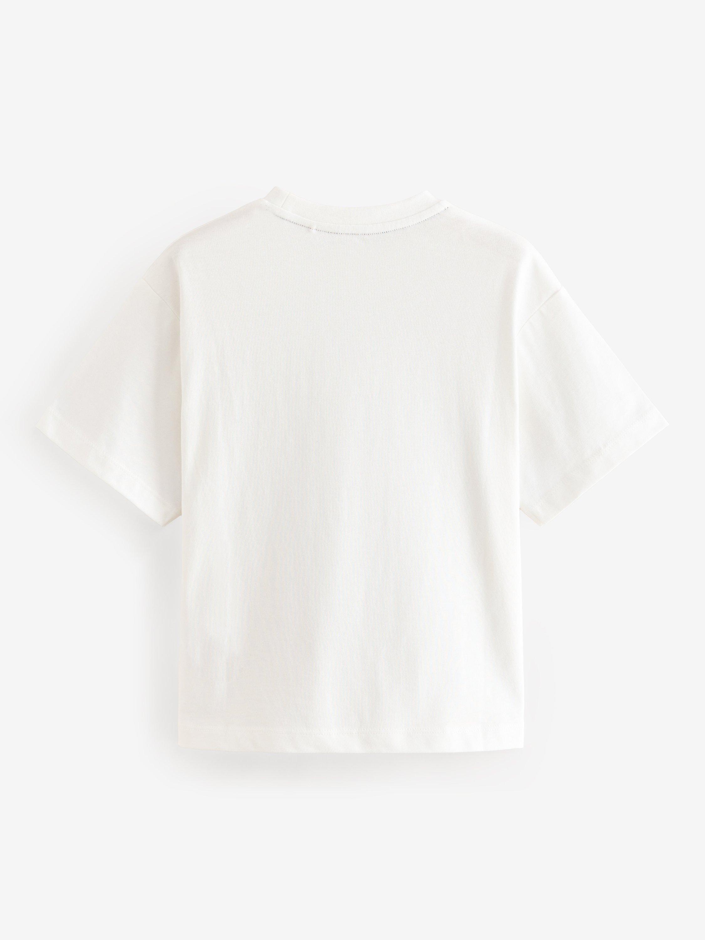 Product image 2 of 3, which shows smALLSAINTS Kids' Logo Washed Tee, White, 4-5 years