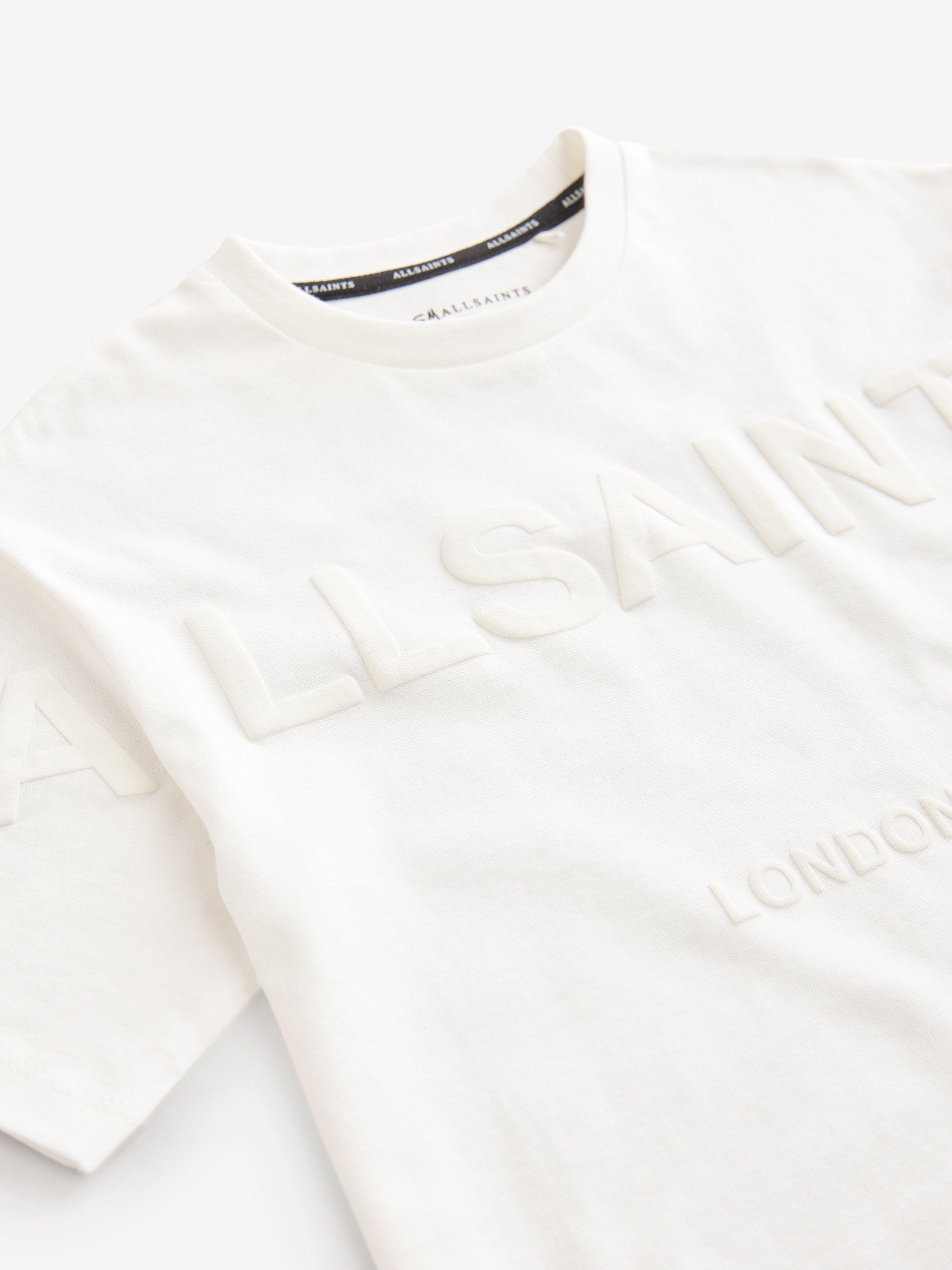 Product image 3 of 3, which shows smALLSAINTS Kids' Logo Washed Tee, White, 4-5 years